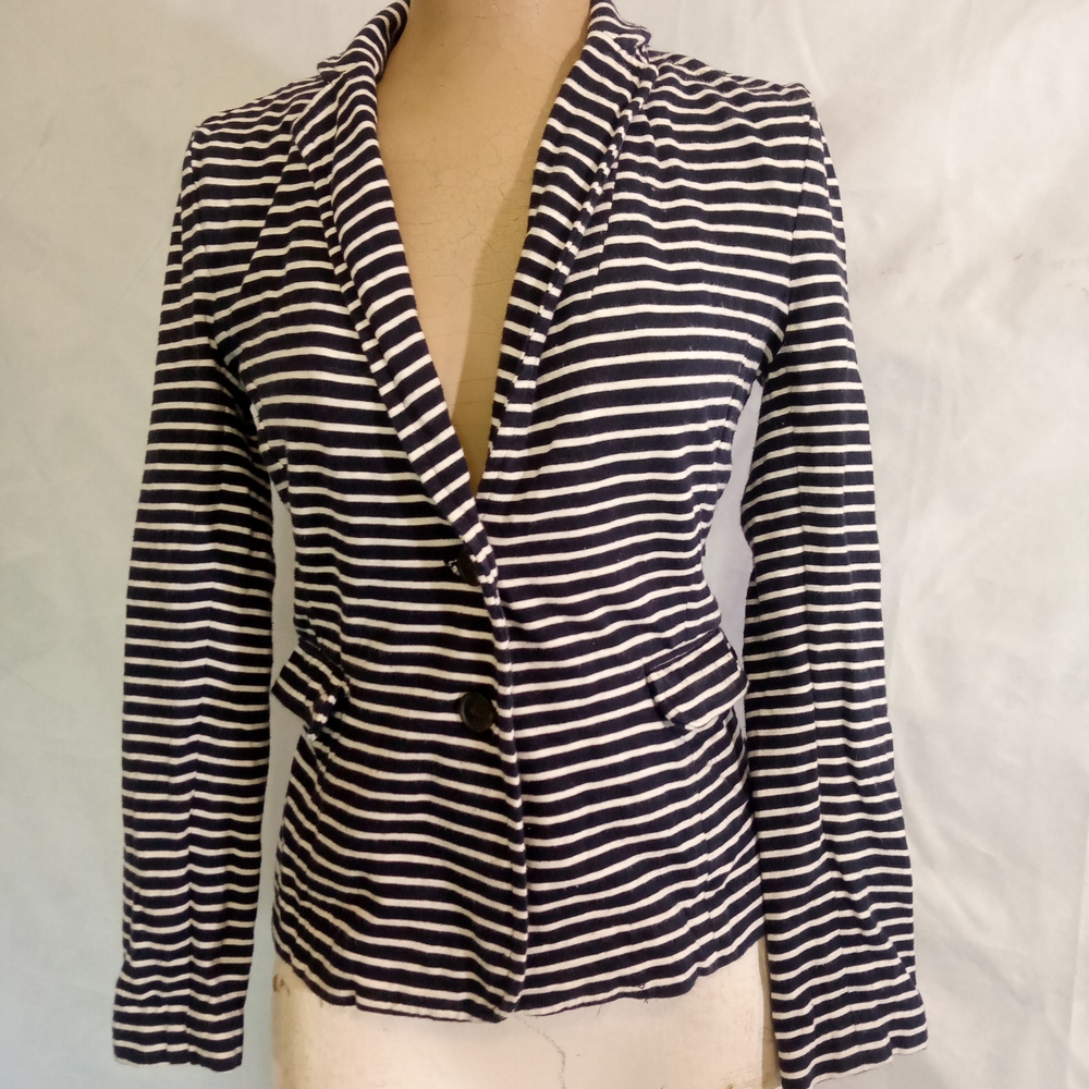 Vintage J Crew Navy and White Striped Blazer Jacket